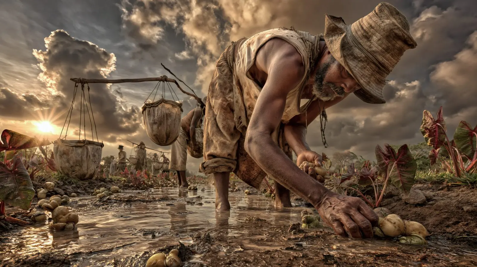 The first light, the first row. The land does not wait.